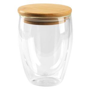 Glasbecher mit Holzdeckel, 350 ml