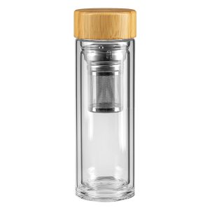 Glasflasche mit Holzdeckel, 420 ml