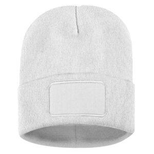 Winter cap with square patch